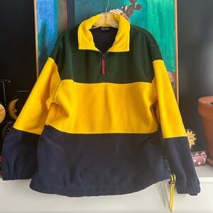 Christopher Rand Vtg 90s Fleece Color Block Windbreaker Green, Yellow L
